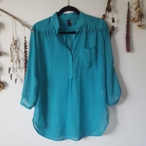 Turquoise sheer blouse